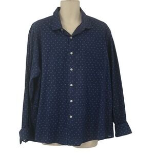 IZOD Saltwater Men's Long Sleeve Button Down Relaxed Shirt Navy Paisley Size XXL